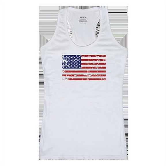 US Flag 2 Women Graphic Tank Top, White - Medium