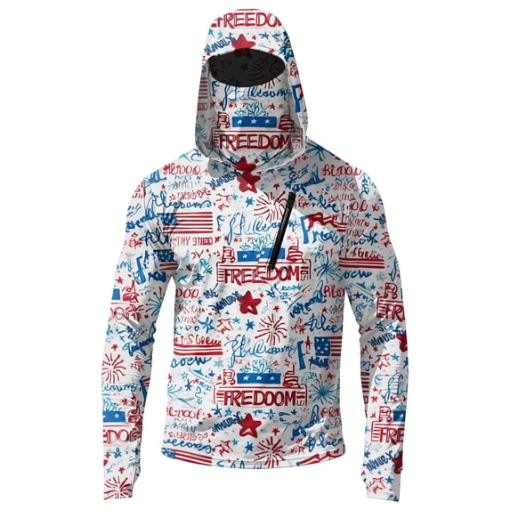 US Flag 250th Anniversary Sun Shirts for Men Long Sleeve Sun Protection Outdoor Fishing Hoodie With Mask