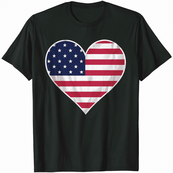 US Flag 4th of July Patriotic American Heart T-Shirt