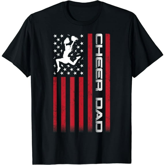 US Flag Cheer Dad Shirt For Father's Cheer T-Shirt