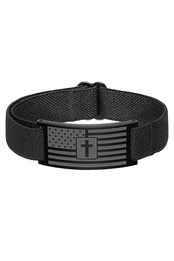 US Flag Crosses For Men Stainless Steel Adjustable Religious Jewelry Christian Faith Based Accessory