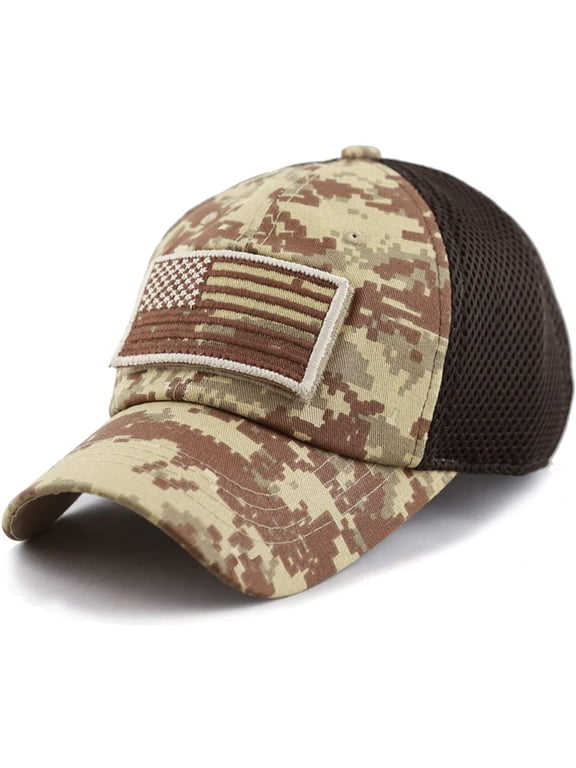 US Flag Detachable Patch Micro Soft Mesh Baseball Hat Cap (Desert Digital Camouflage)