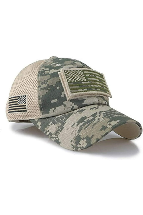 US Flag Detachable Patch Micro Soft Mesh Baseball Hat Cap (Green Digital Camouflage)