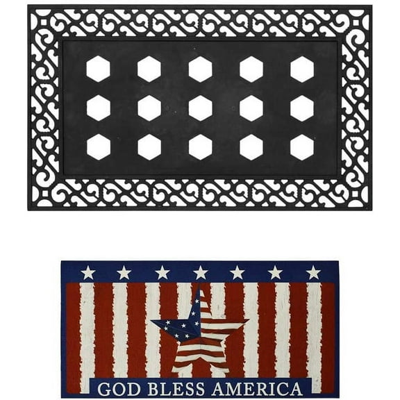 US Flag Door Mat 17.7" x 29.5" Patriotic USA America Flag Front Door Mat Non Slip Rubber Welcome Entrance Door Mat (Red&White&Blue)