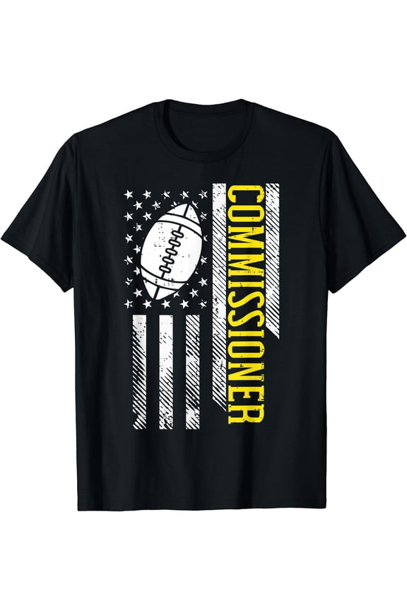 US Flag Fantasy Football Commissioner Commish FFL Patriotic T-Shirt