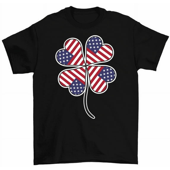 US Flag Four Leaf Clover Lucky T-Shirt American St Patrick's Day Tees