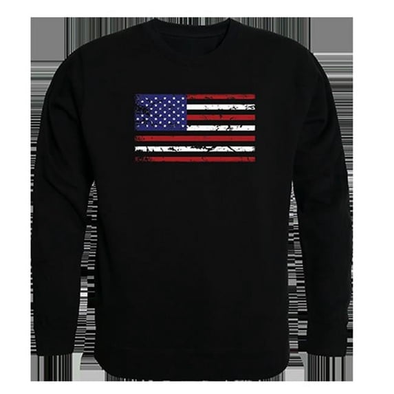 US Flag Graphic Crewneck Sweatshirt, Black - Medium