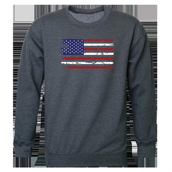US Flag Graphic Crewneck Sweatshirt, Heather Charcoal - Extra Large