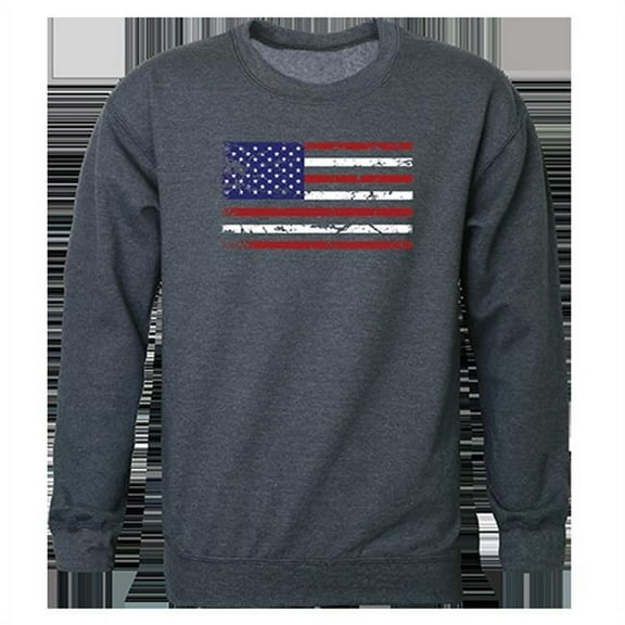 US Flag Graphic Crewneck Sweatshirt, Heather Charcoal - Large