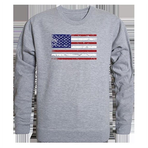 US Flag Graphic Crewneck Sweatshirt, Heather Gray - Large