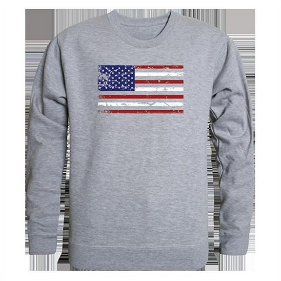 US Flag Graphic Crewneck Sweatshirt, Heather Gray - Small