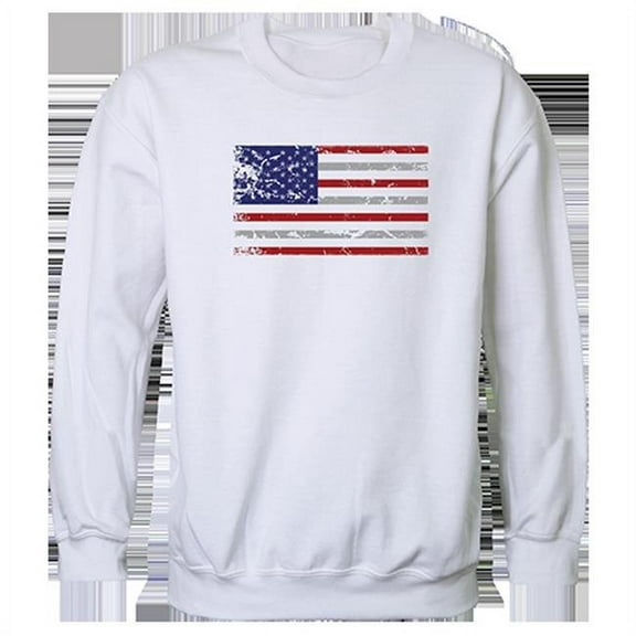 US Flag Graphic Crewneck Sweatshirt, White - Extra Large