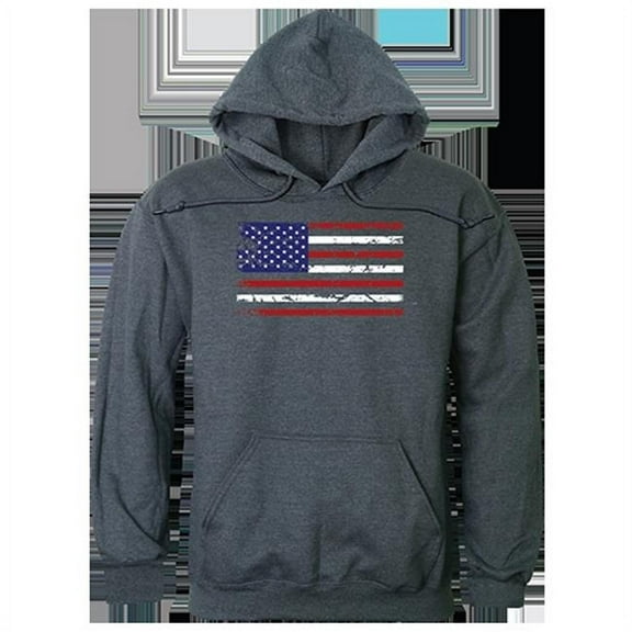 US Flag Graphic Pullover Sweatshirt, Heather Charcoal - Extra Large
