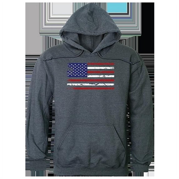 US Flag Graphic Pullover Sweatshirt, Heather Charcoal - Large