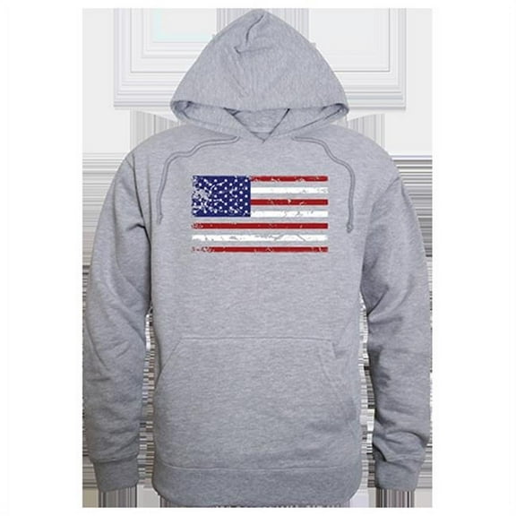 US Flag Graphic Pullover Sweatshirt, Heather Grey - Large