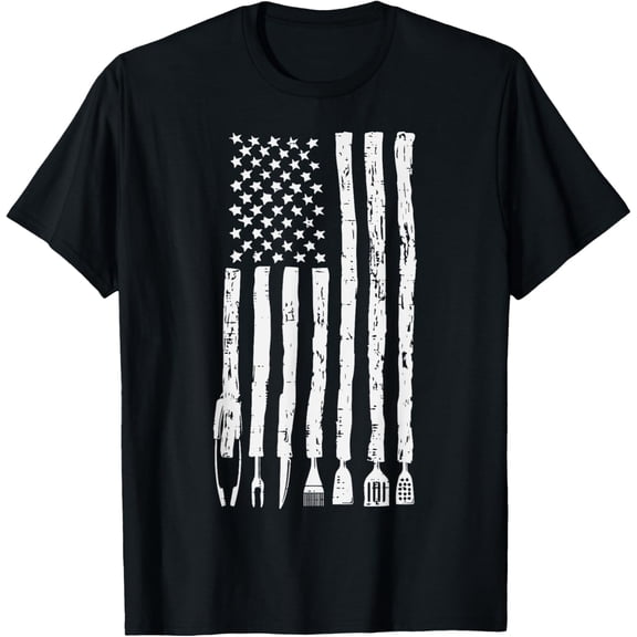 US Flag Grilling Tools Bbq Barbecue Patriotic Men Women Kids T-Shirt