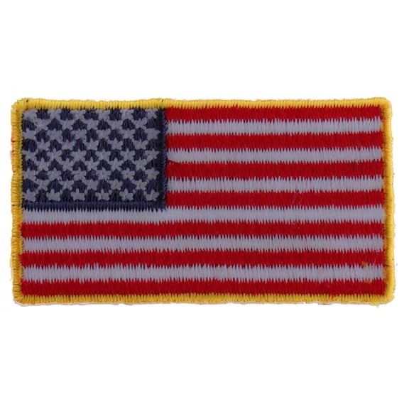 US Flag Patch Gold Border 2 Inch