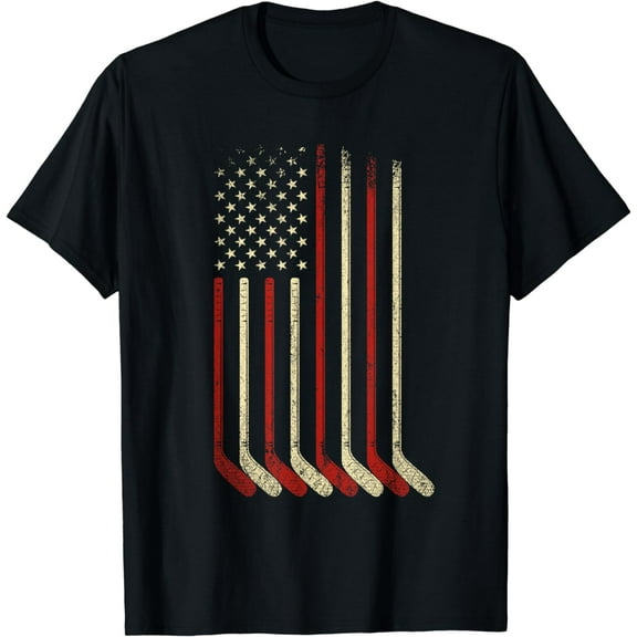 US Flag Patriotic American Hockey Player Ice Hockey T-Shirt