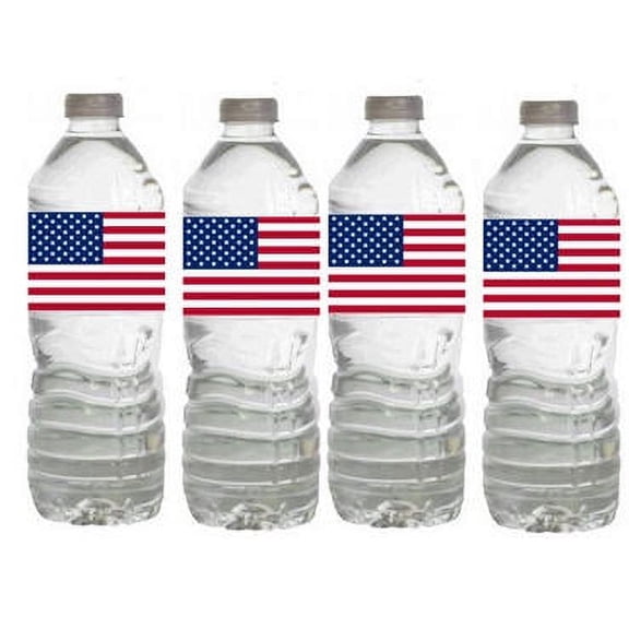 US Flag Patriotic Party Decorations- 15ct Water Bottle Labels