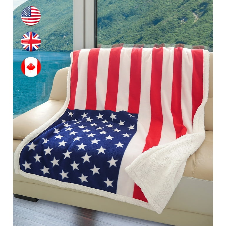 American Flag Fleece Throw Blanket for Bed Sofa Couch
