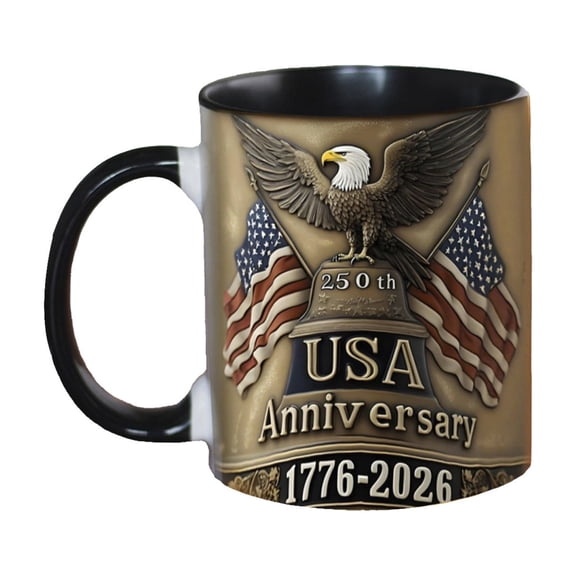 US Flag Pattern Ceramic Mug USA 1776-2026 Anniversary Mug Cup Independence Day Ornament Wine Cup 250th Anniversary Style