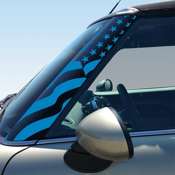 US Flag Pillar Vinyl Decals for 2nd Gen MINI Cooper R55 R56 R57 - Set of 2 - Choose Color - [LIGHT BLUE]