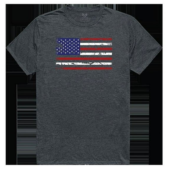 US Flag Relaxed Graphic T-Shirt, Heather Charcoal - Small