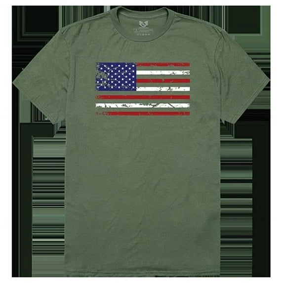 US Flag Relaxed Graphic T-Shirt, Olive - Medium