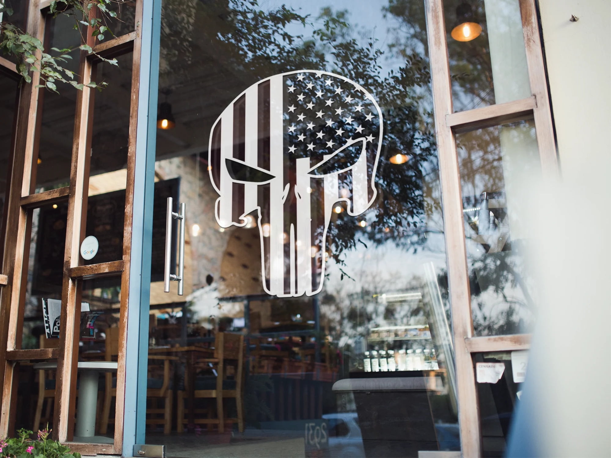 US Flag Skull - Vinyl decal car truck van SUV window decal sticker funny,garage, toolbox,tailgate
