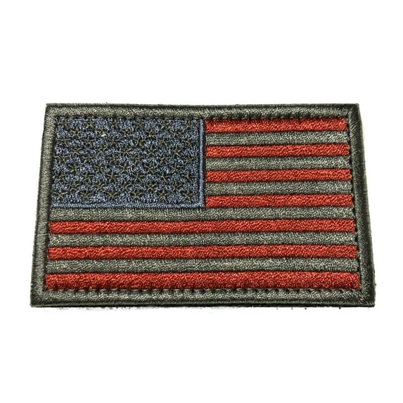 US Flag Subdued Embroidered Hook & Loop Patch Applique Biker Emblem Tactical