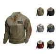 thumbnail image 1 of US Flag Sweatshirts for Men 2025 Long Sleeve Color Block Stand Collar Corduroy Sweatshirt Pullover Tops, 1 of 3