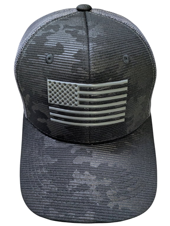 US Flag Tactical Mesh Back Baseball Cap, Black