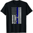thumbnail image 1 of US Flag Thin Blue Line Handcuffs Cop LE Police Officer Gift T-Shirt, 1 of 5