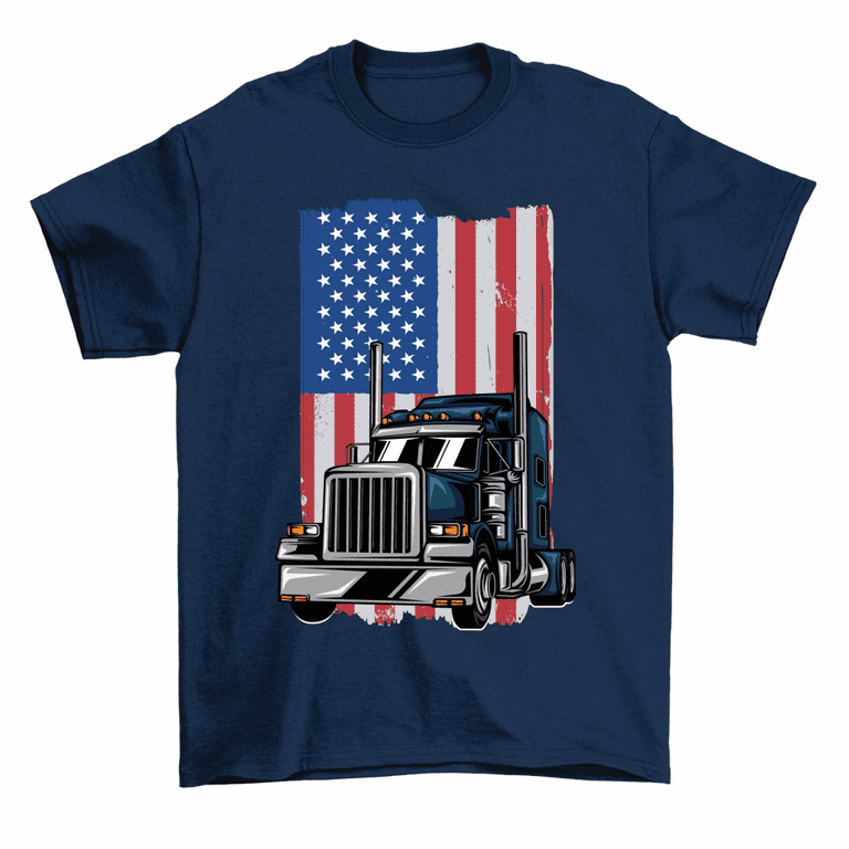 Us Trucking - Us Flag With Truck T-Shirt Us Trucking - Us Flag With Truck T-Shirt