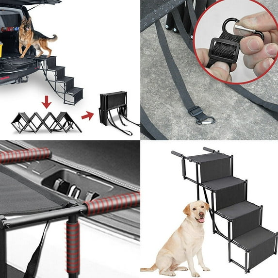 US Folding Dog Pet Steps Ramp Stairs Car Boot Portable Ladder Metal Accordion