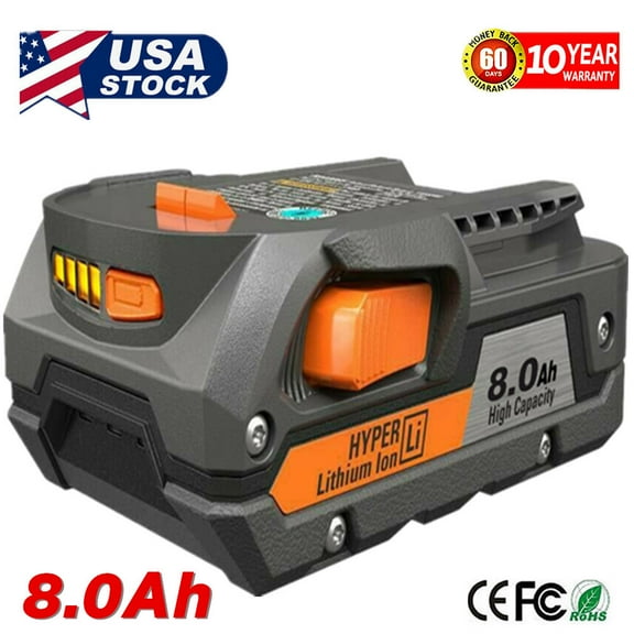 US For Ridgid R840087 8.0Ah Hyper Li-ion Battery Rigid 18 Volt R840085 Power Tools