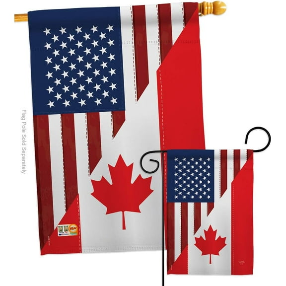 US Friendship Canada Garden House Flags Set Regional USA American Alliance World Country Particular Area Small Decorative Gift Yard Made in 28 X 40