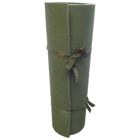 US GI OD Sleeping Mat - Military Surplus Foam Pad - Camping & Sleepover - 74.5" x 24" x 0.25" - Roll-Up Design with Drawstring Green