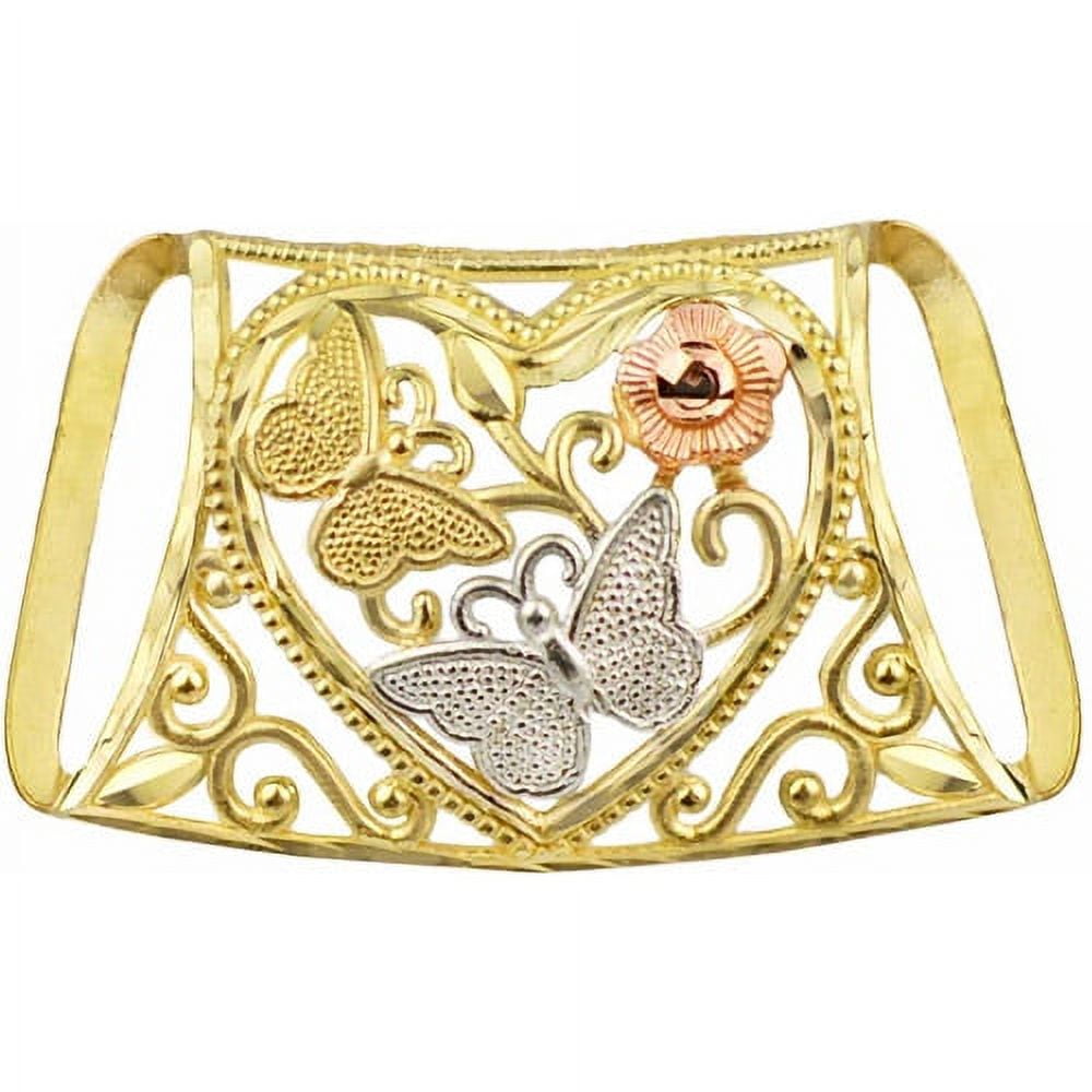 US GOLD 10kt Gold Butterfly With Flower Slide Charm Pendant
