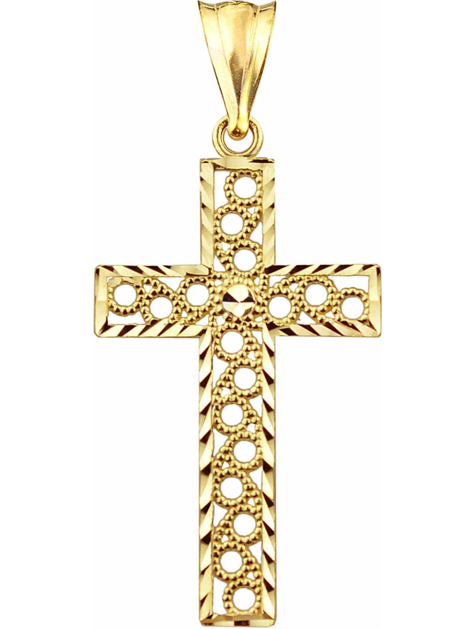 US GOLD 10kt Gold Circle Design Cross Charm Pendant