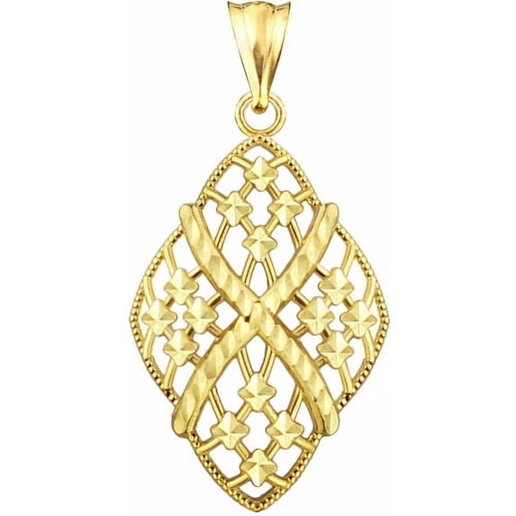 US GOLD 10kt Gold Diamond-Cut Fashion Charm Pendant