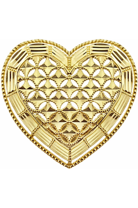 US GOLD 10kt Gold Diamond-Cut Heart Slide Charm Pendant
