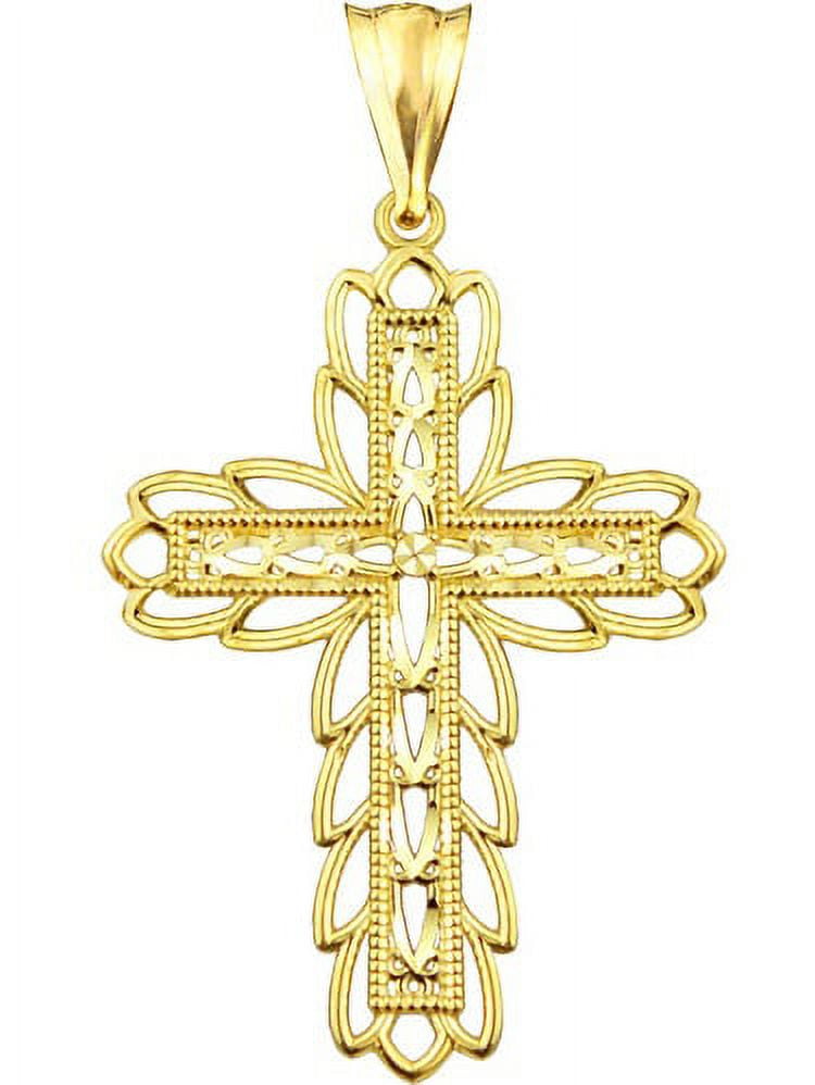 US GOLD Handcrafted 10kt Gold Cross Charm Pendant