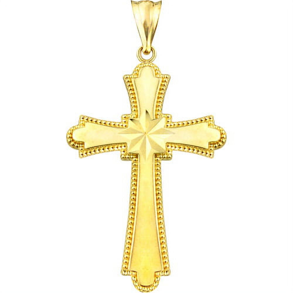 US GOLD Handcrafted 10kt High-Polish Cross Charm Pendant