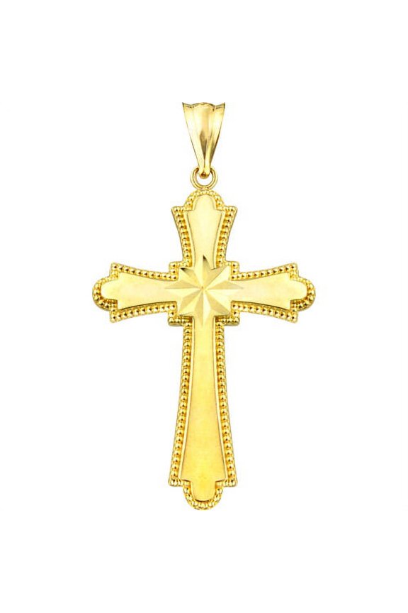 US GOLD Handcrafted 10kt High-Polish Cross Charm Pendant