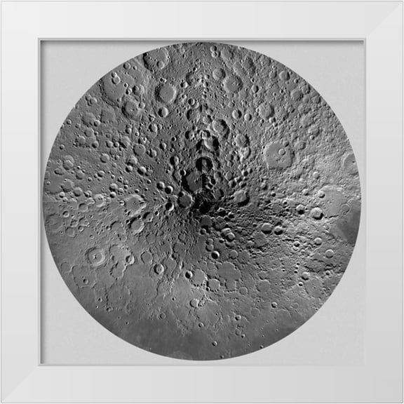 US Geological Survey 12x12 White Modern Wood Framed Museum Art Print Titled - Unmarked Map of the Moon, North Pole