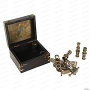US HANDICRAFTS 3 Inch Beautiful Handicraft Brass Sextant with Wooden Box.