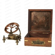US HANDICRAFTS Vintage Marine WEST London Antique 2.5" Brass Sundial Compass Nautical Decor Big Brass Triangle Sundial Compass with Adjustable Screw Legs
