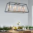 thumbnail image 1 of US HOME GOODS 8-Light Farmhouse Chandelier for Kitchen Island, Black-Gold Flush Mount Ceiling Light Fixture for Living&Dining Room Foyer Entryway, Metal Pendant Lighting for Bedroom Hallway, 1 of 5