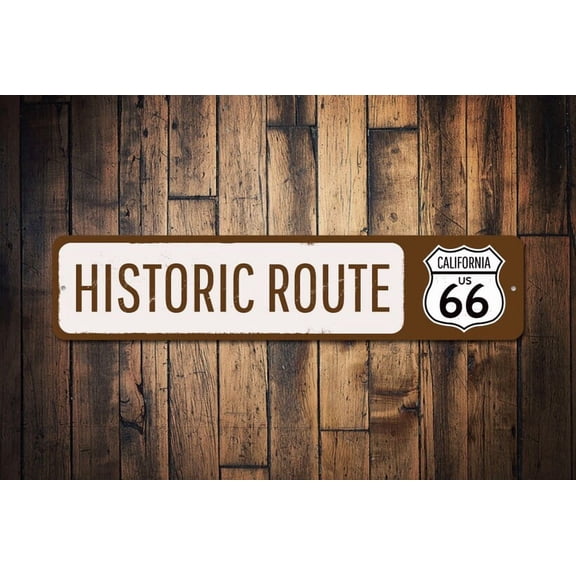 US Historic Route 66 Sign California Road Name & Number Gift Custom Travel Destination Decor Historic - Size: 16 x 4 Inches